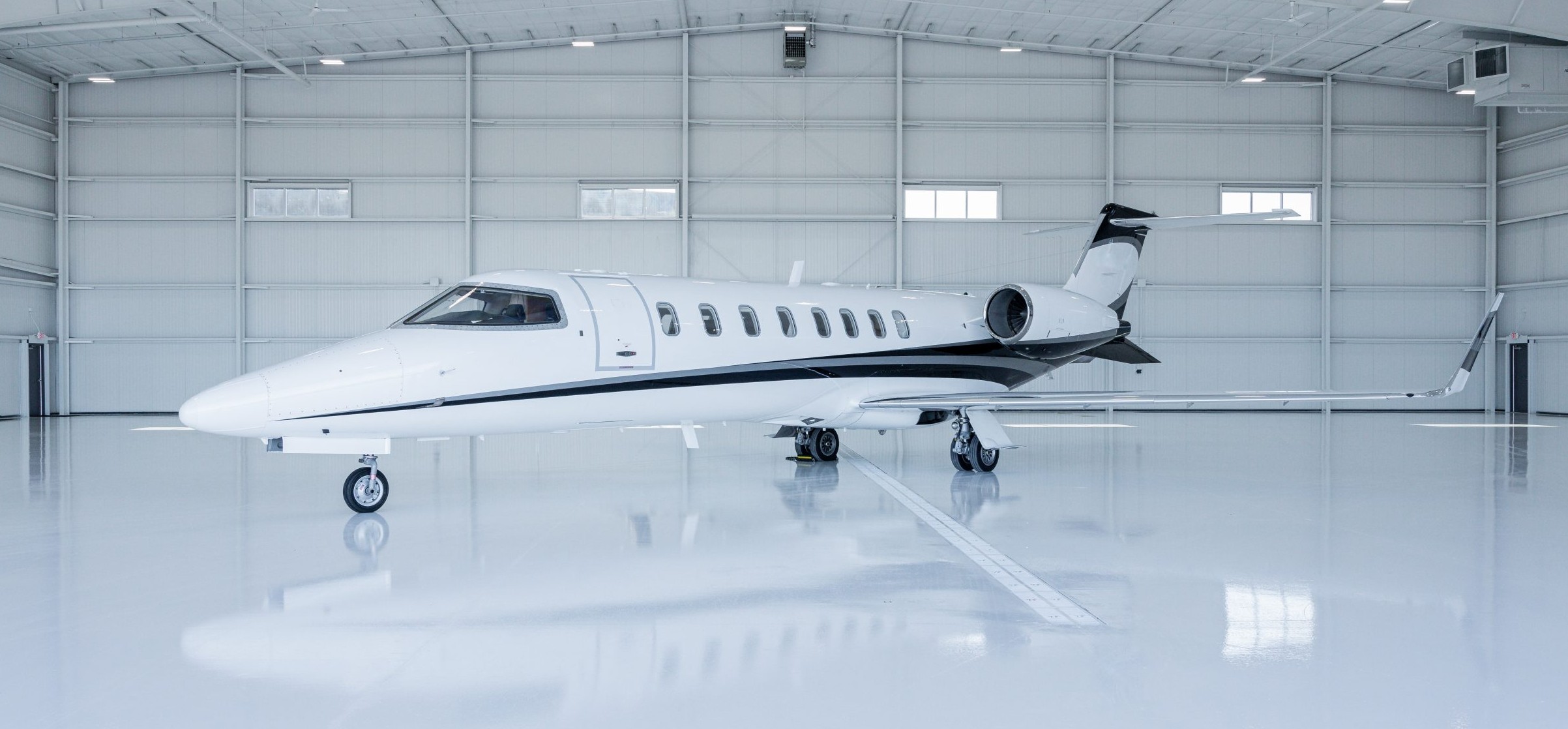 New Learjet 45 in white showroom