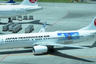 Japan Transocean Air aircraft on the tarmac.