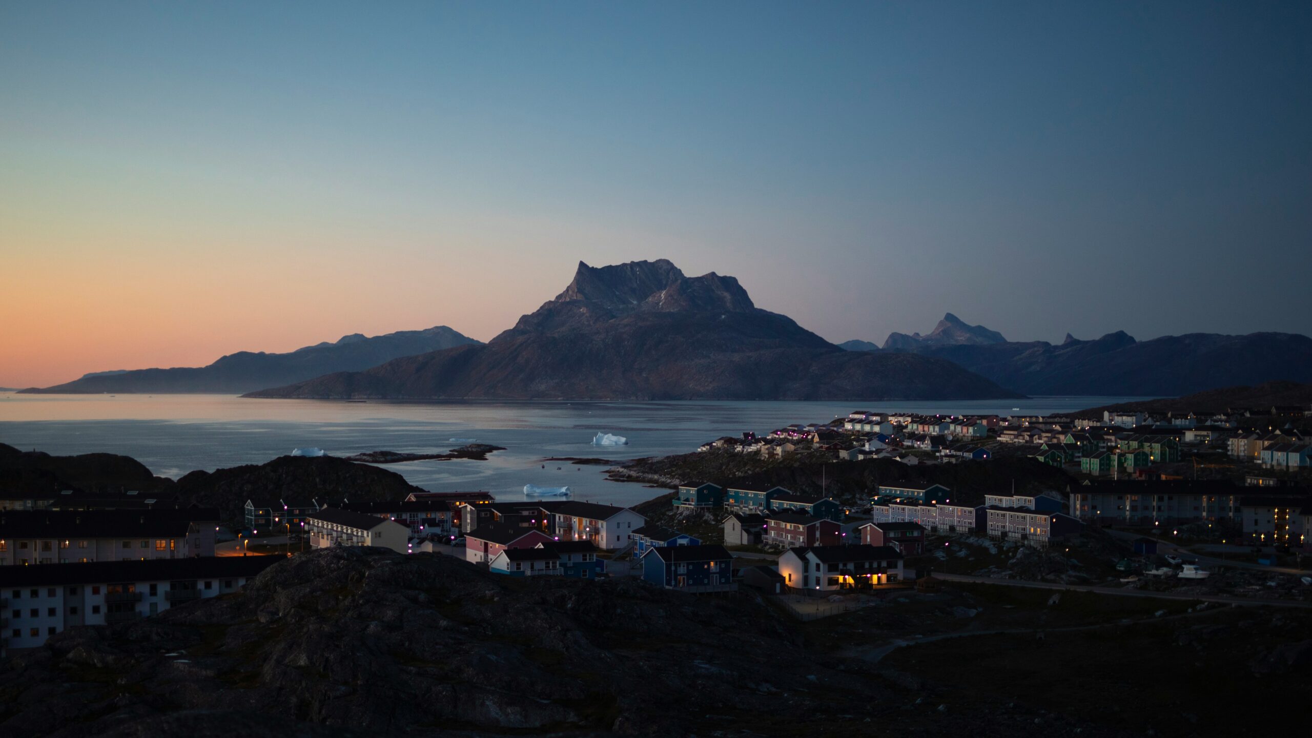 Sermitsiaq, The Iconic mountain located in Nuuk, Greenland in front of village