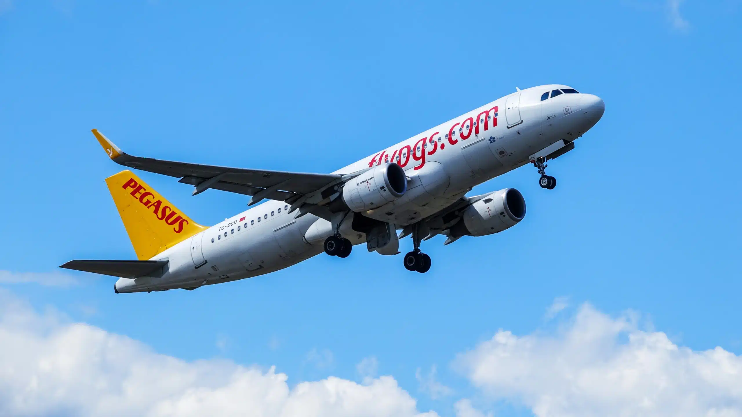 A Pegasus Airlines Airbus A320 - 200 after taking off.