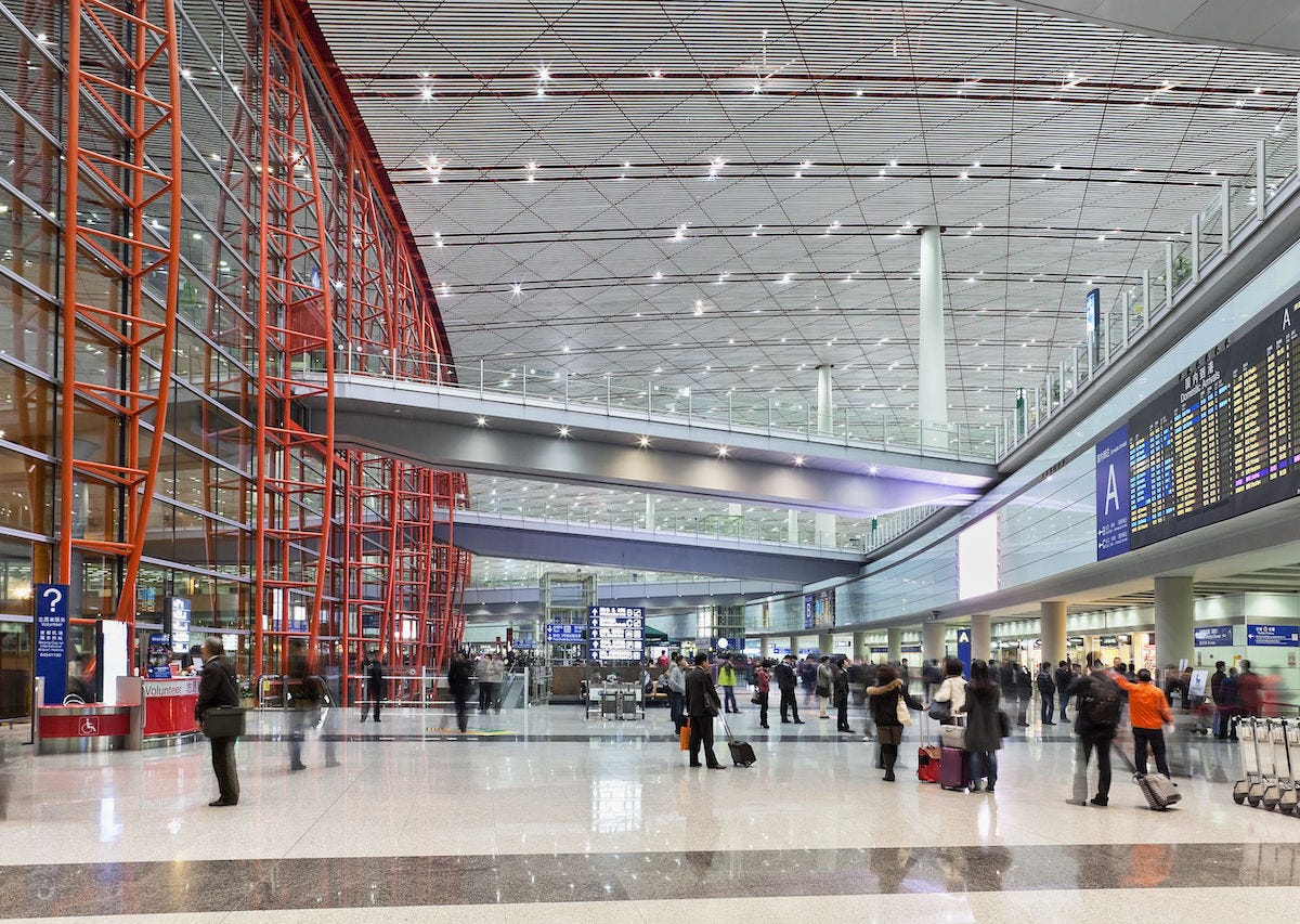 Arrival hall at Beijing Capital International Airport.