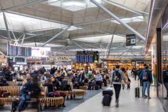 The main departure hall inside London Stansted Airport.