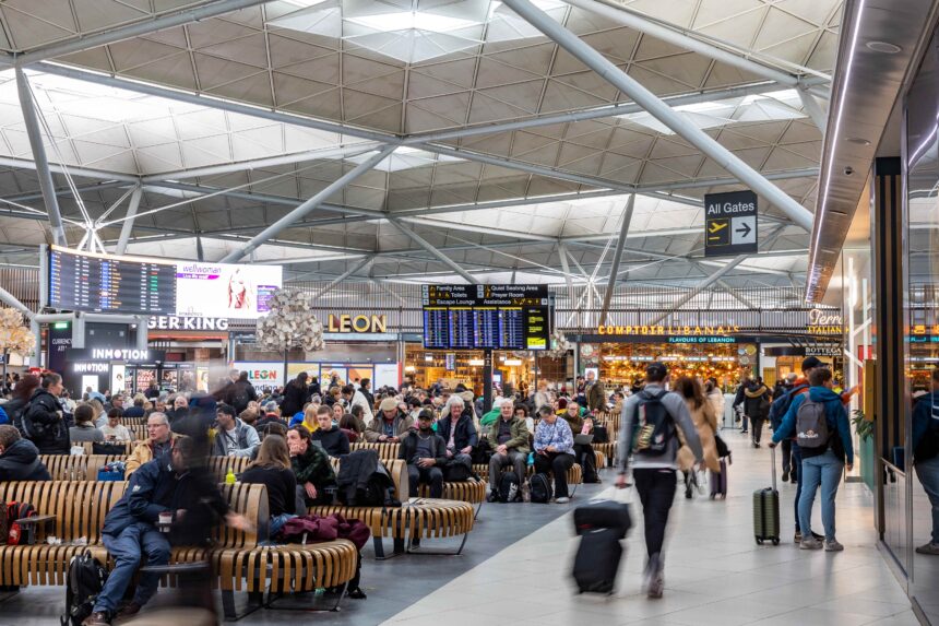 The main departure hall inside London Stansted Airport.