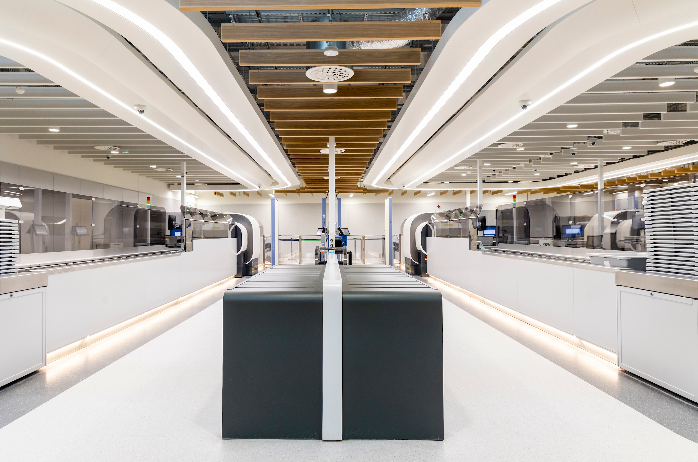 Upgraded airport security hall.