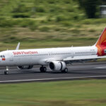 A Sun PhuQuoc Airways Airbus A321 on the runway.