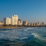 Bodies of water over looking city at Addington Beach at Durban, South Africa