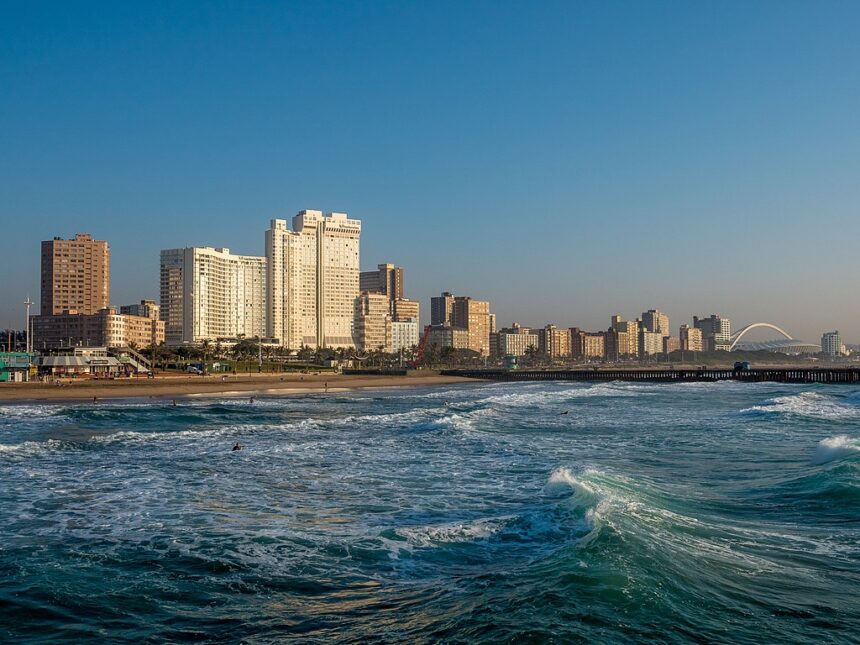 Bodies of water over looking city at Addington Beach at Durban, South Africa