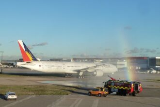 aircraft, clear sky, rainbow, vehicles