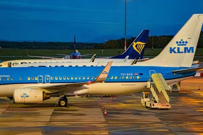 A stationary aircraft at the airport
