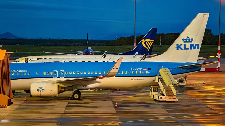 A stationary aircraft at the airport
