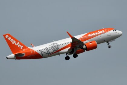 An easyJet aircraft flying in the sky