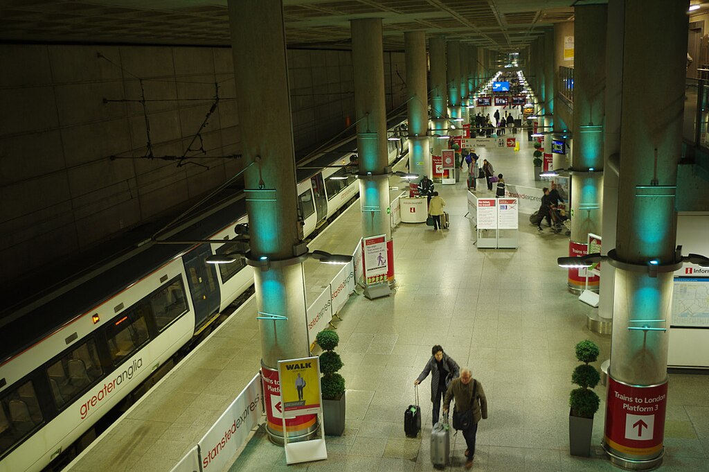 This image depicts the top view of the Stansted Airport station