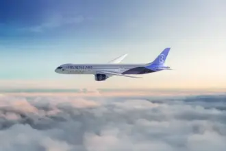 An image of an Riyadh Air Boeing aircraft