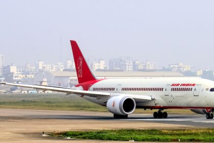 Air India Boeing 787-8 Dreamliner Departure From Dhaka, on the runway.