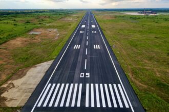 Aerial view of Ebonyi Chuba Okadigbo International Airport's freshly resurfaced runway