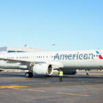An American Airlines Airbus A321XLR aircraft parked at an airport.