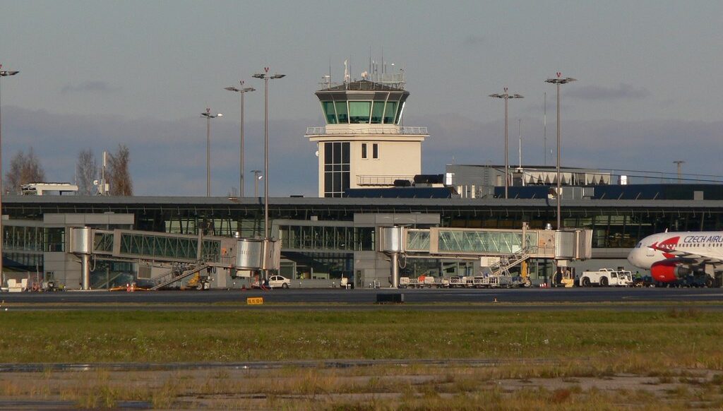 Exterior view of Riga International Airport (RIX), in Latvia.