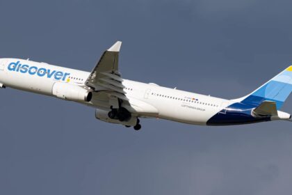 A Discover Airlines Airbus A330 aircraft in flight.