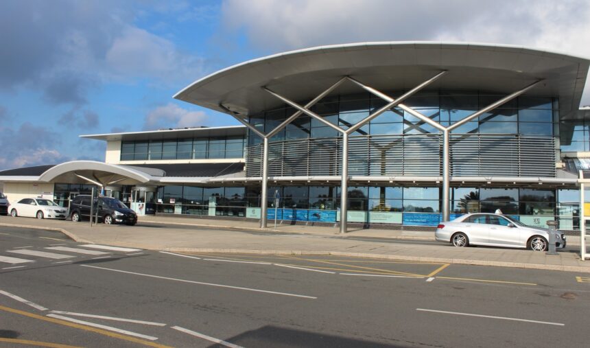 Exterior view of Guernsey Airport (GCI) located in Guernsey, Channel Islands.