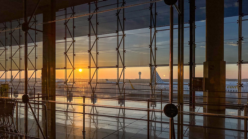 Inside Barcelona Airport.