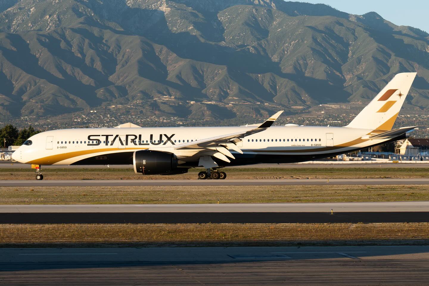 An Airbus A350-900 from Starlux Airlines.