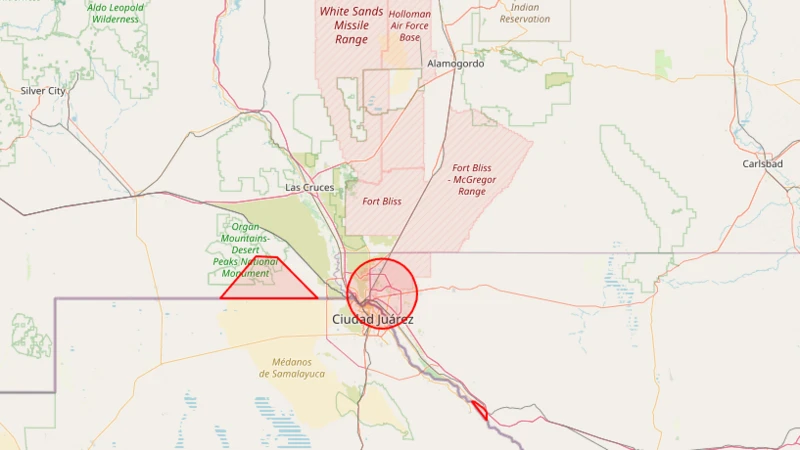 A map showing the area and airspace affected by the FAA's restrictions