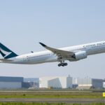 A350-900 Cathay Pacific Airways plan taking off.