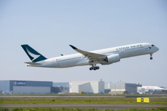 A350-900 Cathay Pacific Airways plan taking off.