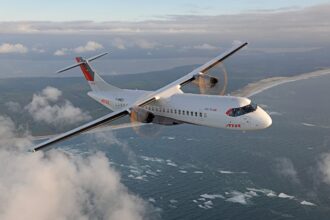 An ATR Airlines 72-600 in mid flight