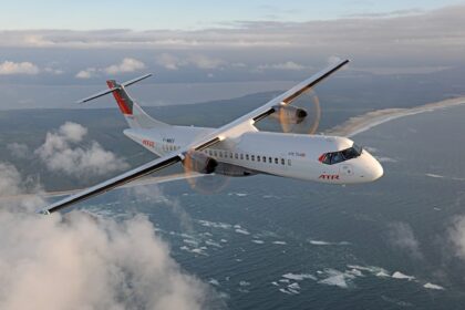 An ATR Airlines 72-600 in mid flight