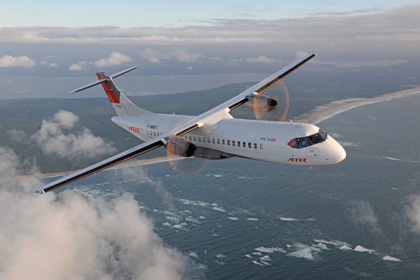 An ATR Airlines 72-600 in mid flight