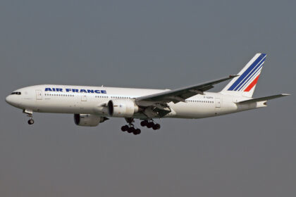Air France Boeing 777-200ER aircraft, similar to the aircraft involved in the Air France emergency diversion affecting Air France Flight AF183 on a Bangkok to Paris service.