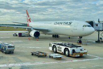 Qantas A330 stationed at Brisbane Airport