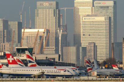 Aircraft stationed at the London City Airport