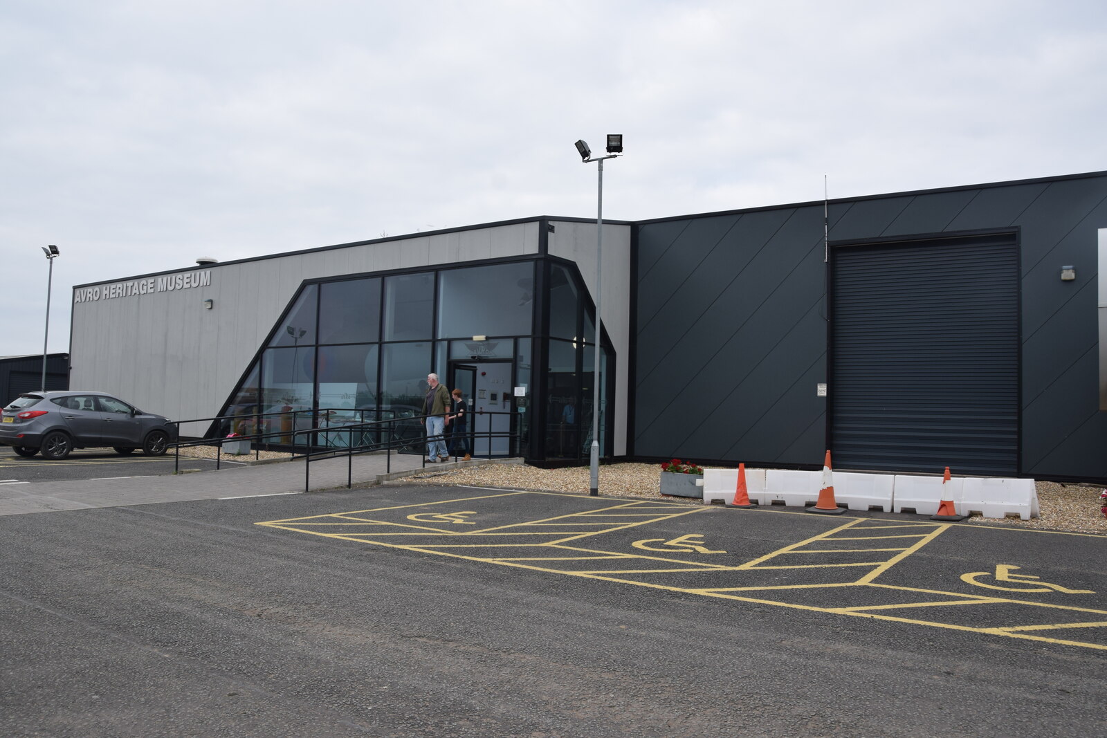 Exterior of the Avro Heritage Museum at Woodford, showing the main entrance ahead of the Avro Heritage Museum expansion and £10 million hangar expansion at Woodford.