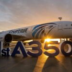 An image of an EgyptAir Airbus A350 aircraft