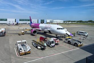 Wizz Air flight parked at the tarmac