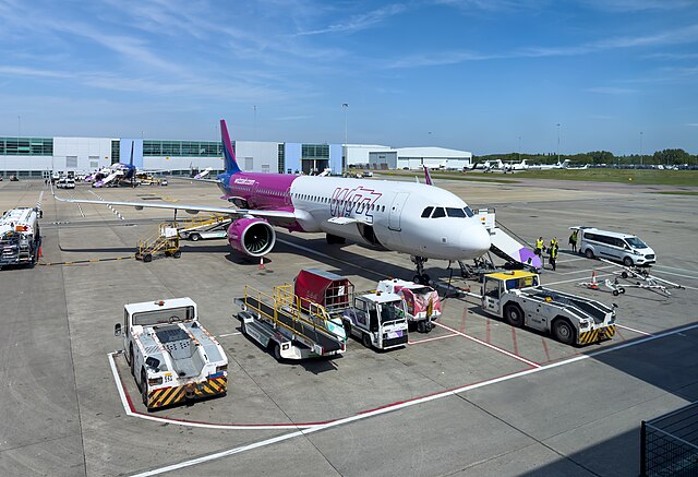 Wizz Air flight parked at the tarmac