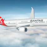 Qantas Boeing 787-9 Dreamliner flying above the clouds