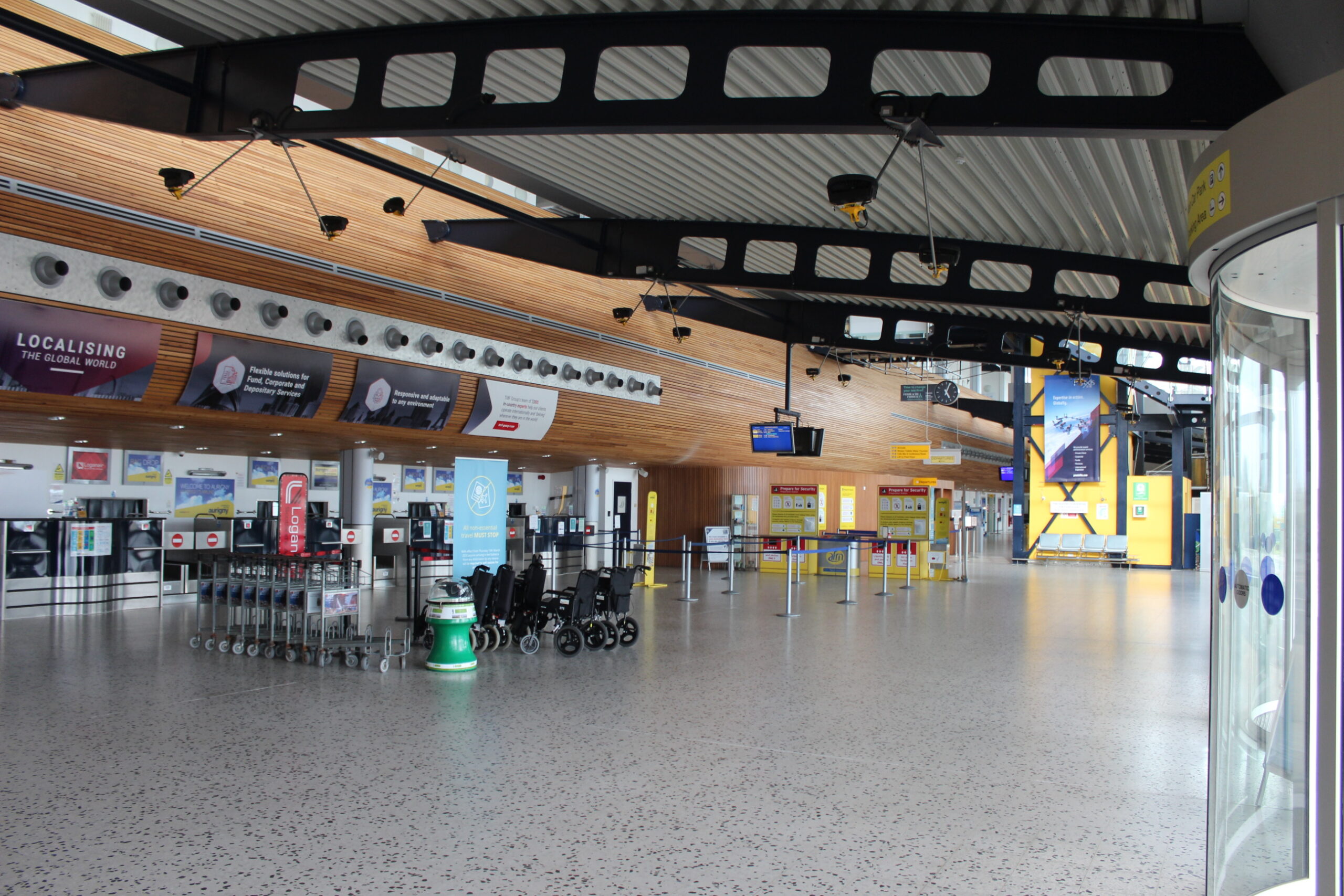 Guernsey Airport (GCI) interior at the terminal gates