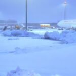 This image shows that the airport is filled with heavy snowfall