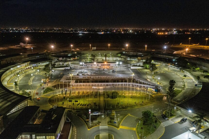 JKIA seen from the sky at night-time