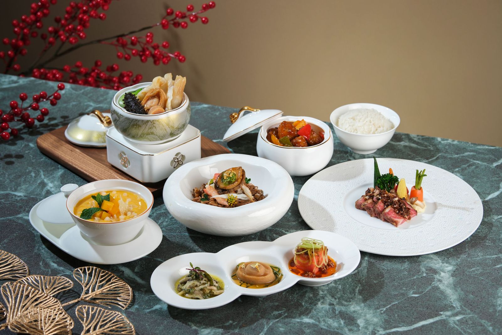 An array of food.