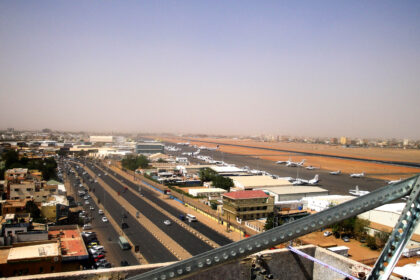 Khartoum International Airport and the adjacent street.