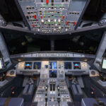 Aircraft cockpit navigation screen displaying turbulence data with colour-coded alerts.