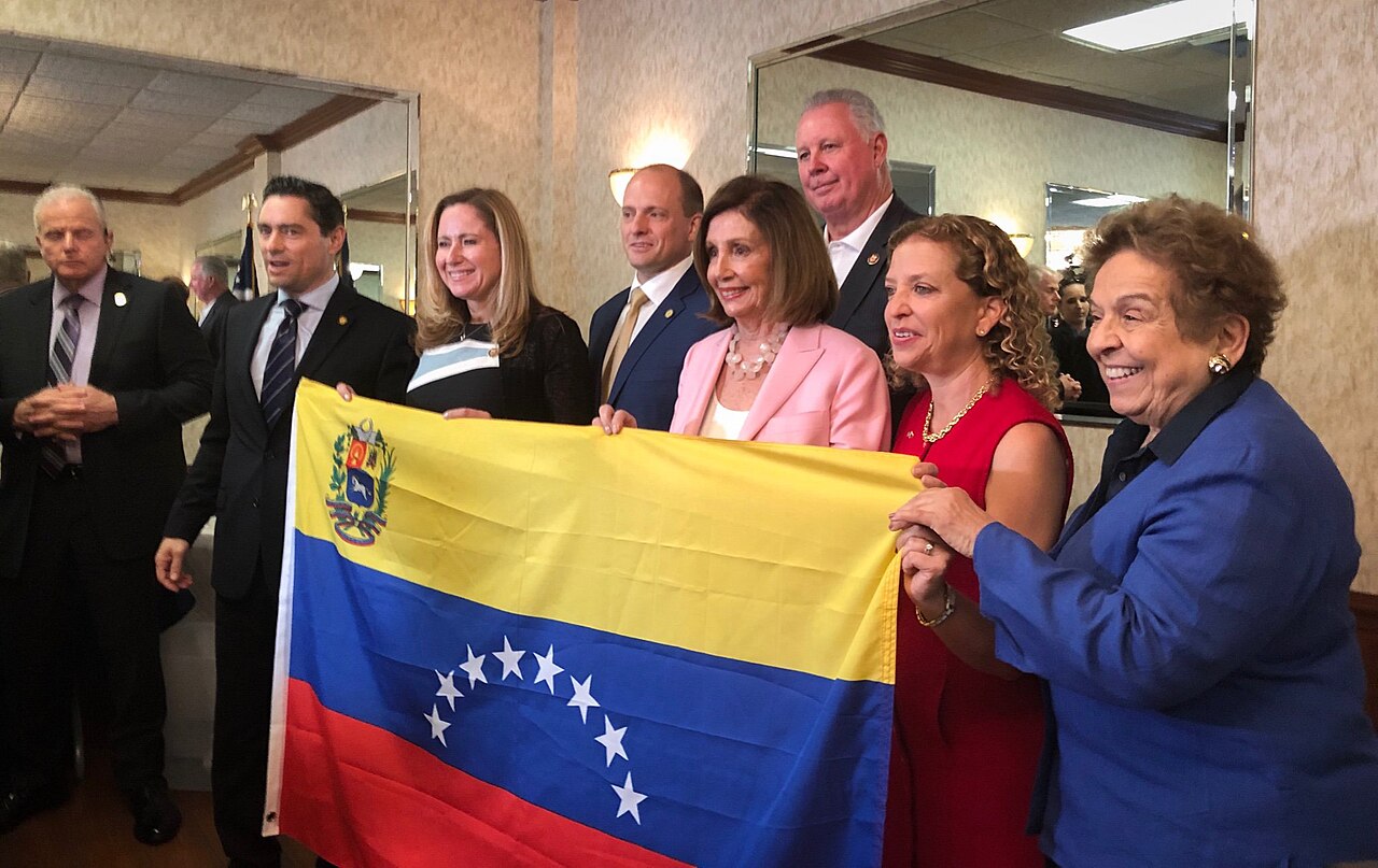 U.S. Speaker Nancy Pelosi and House Democrats meet with Venezuelan community leaders in 2019 to discuss policy.