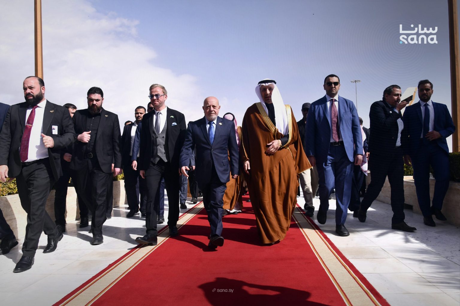 The Saudi economic delegation is received at Damascus International Airport by the Syrian authorities.