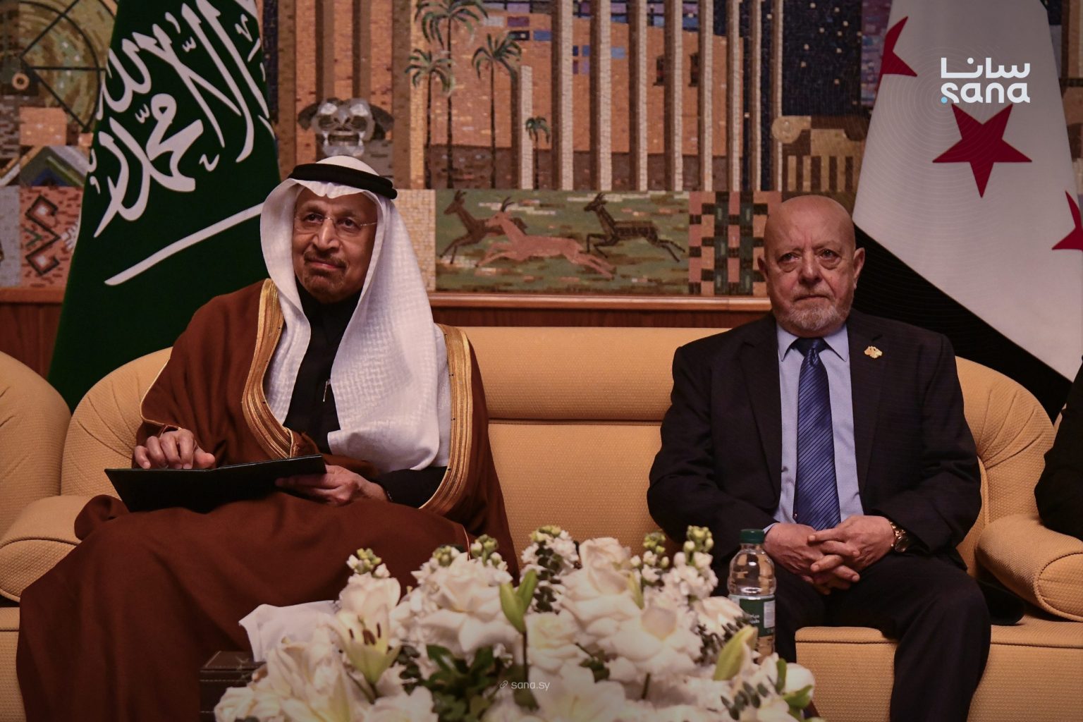 The Saudi investment minister Khalid al-Falih (left) led the delegation.