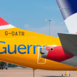A Aurigny Airlines plane ready for takeoff