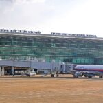 View of aircraft parked at the terminal of Tan Son Nhat International Airport in Ho Chi Minh City, Vietnam.